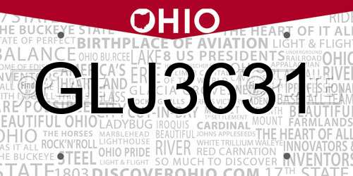 GLJ3631 Ohio License Plate
