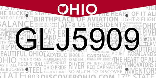 GLJ5909 Ohio License Plate
