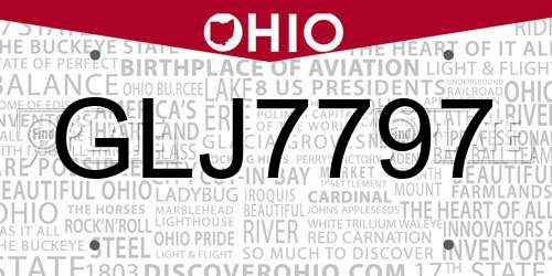 GLJ7797 Ohio License Plate