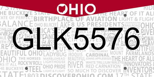 GLK5576 Ohio License Plate