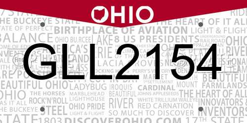 GLL2154 Ohio License Plate