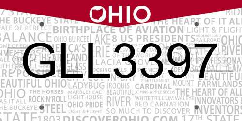 GLL3397 Ohio License Plate