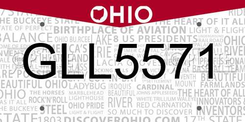 GLL5571 Ohio License Plate