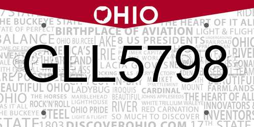 GLL5798 Ohio License Plate