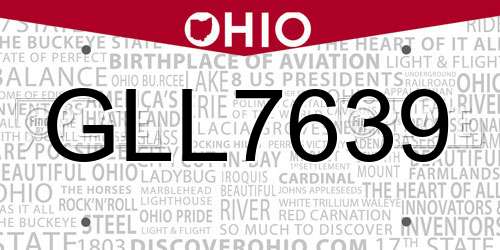 GLL7639 Ohio License Plate