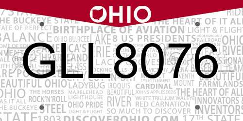 GLL8076 Ohio License Plate