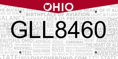 GLL8460 Ohio License Plate