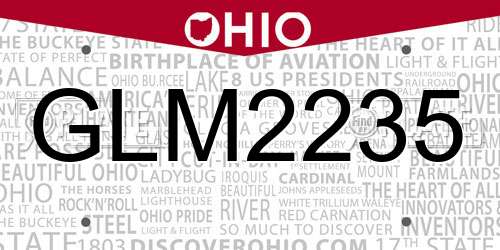 GLM2235 Ohio License Plate