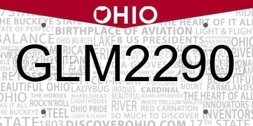 GLM2290 Ohio License Plate