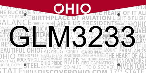 GLM3233 Ohio License Plate
