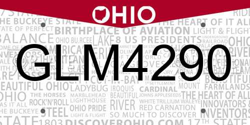 GLM4290 Ohio License Plate