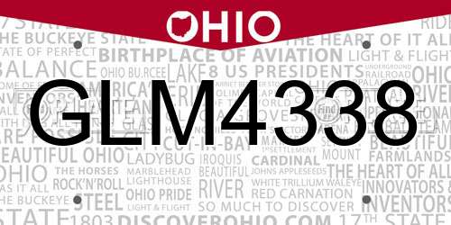 GLM4338 Ohio License Plate