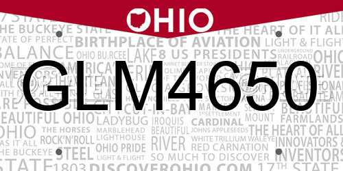 GLM4650 Ohio License Plate