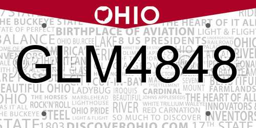 GLM4848 Ohio License Plate