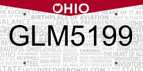 GLM5199 Ohio License Plate
