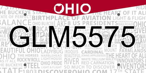 GLM5575 Ohio License Plate