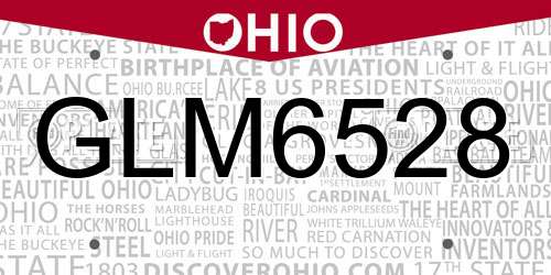 GLM6528 Ohio License Plate