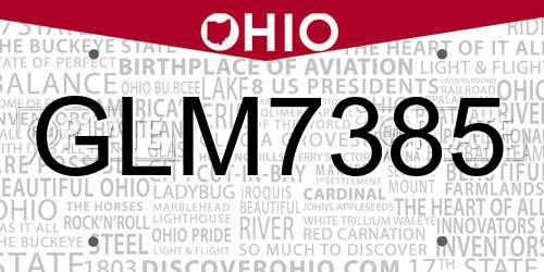 GLM7385 Ohio License Plate