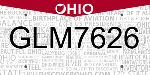 GLM7626 Ohio License Plate
