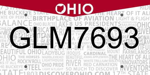 GLM7693 Ohio License Plate