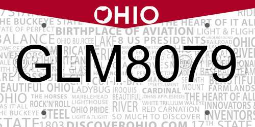 GLM8079 Ohio License Plate