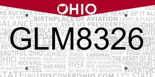 GLM8326 Ohio License Plate