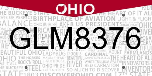 GLM8376 Ohio License Plate