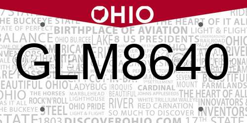 GLM8640 Ohio License Plate