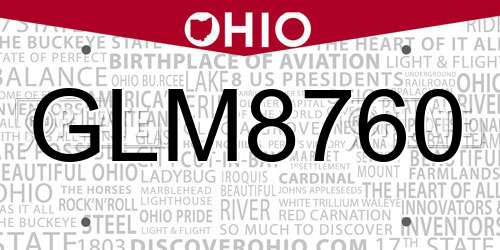 GLM8760 Ohio License Plate