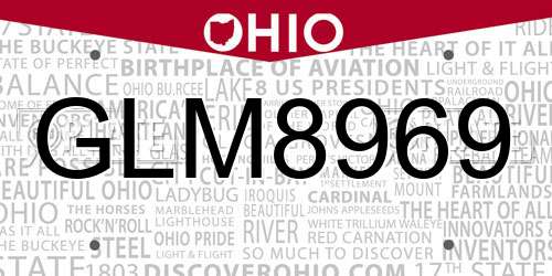GLM8969 Ohio License Plate
