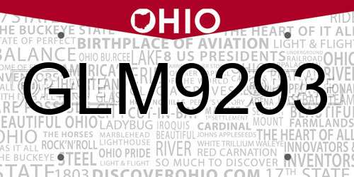 GLM9293 Ohio License Plate