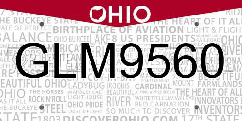 GLM9560 Ohio License Plate