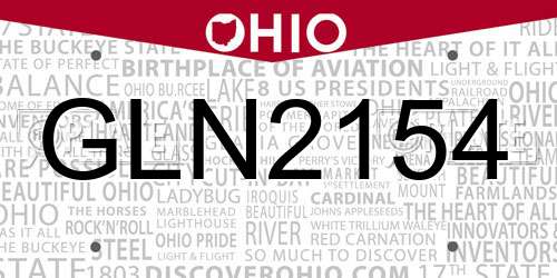 GLN2154 Ohio License Plate