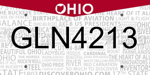 GLN4213 Ohio License Plate