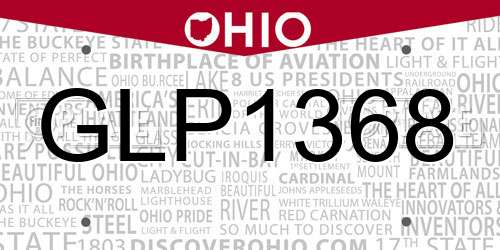 GLP1368 Ohio License Plate