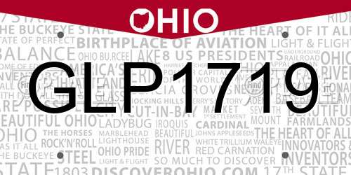 GLP1719 Ohio License Plate