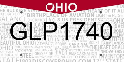 GLP1740 Ohio License Plate