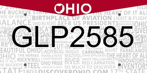 GLP2585 Ohio License Plate