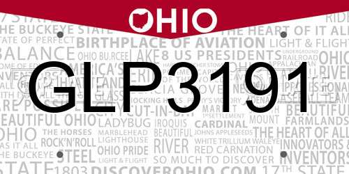GLP3191 Ohio License Plate