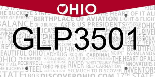 GLP3501 Ohio License Plate