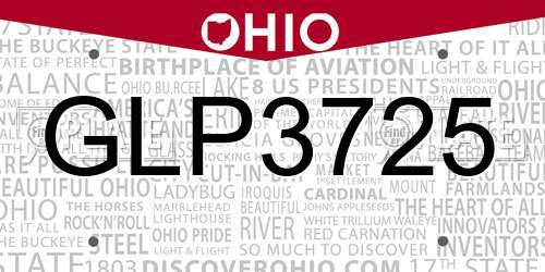 GLP3725 Ohio License Plate