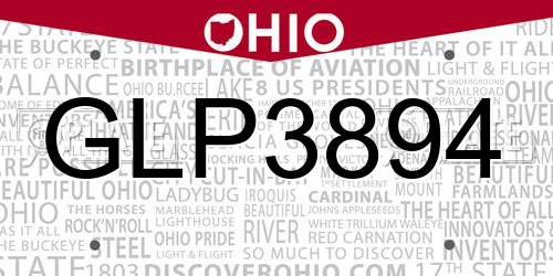 GLP3894 Ohio License Plate