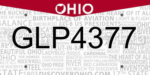 GLP4377 Ohio License Plate