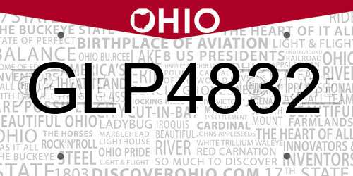 GLP4832 Ohio License Plate