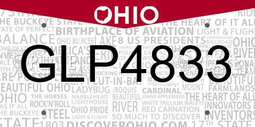 GLP4833 Ohio License Plate