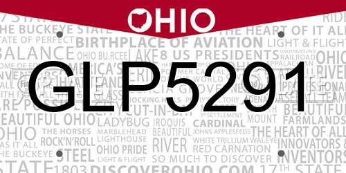 GLP5291 Ohio License Plate