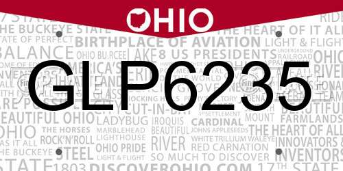 GLP6235 Ohio License Plate