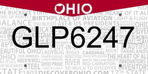 GLP6247 Ohio License Plate