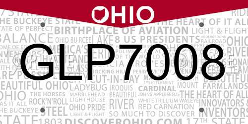GLP7008 Ohio License Plate