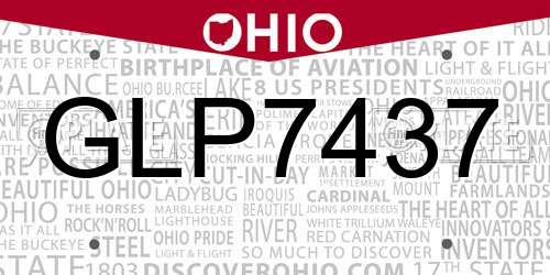GLP7437 Ohio License Plate